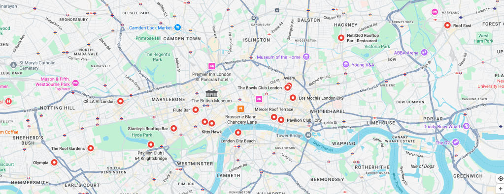 Summer Roof Terrace map London